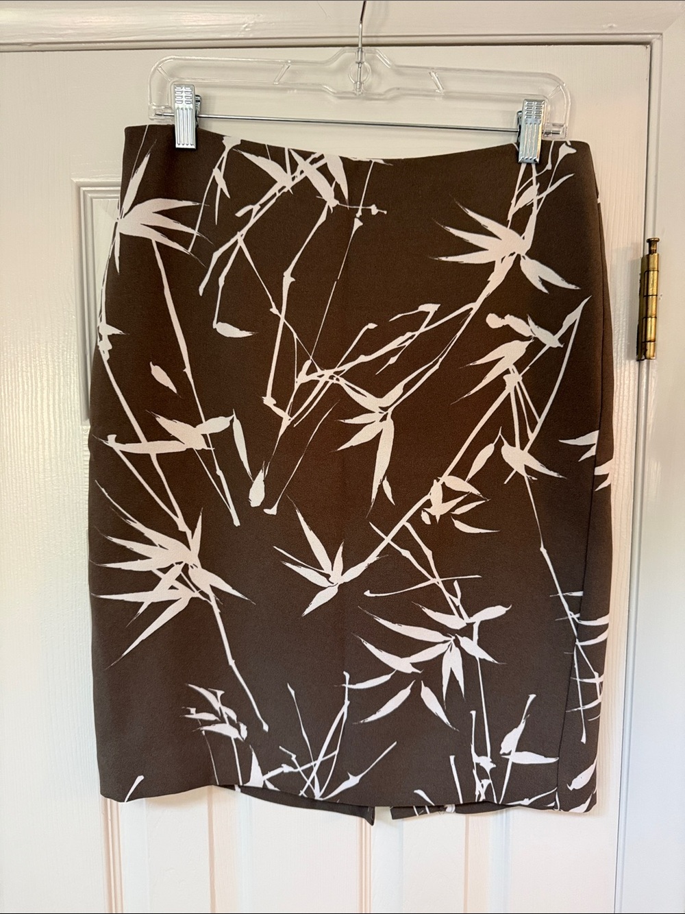 Women's Brown Floral Print Lined Pencil Skirt